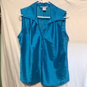 Turquoise sleeveless silky shirt